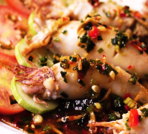 Mực Xào Trứng Xốt Cay